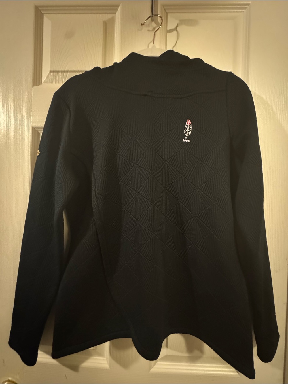 Feather Logo Cowl Neck Turtleneck Sweater - Black